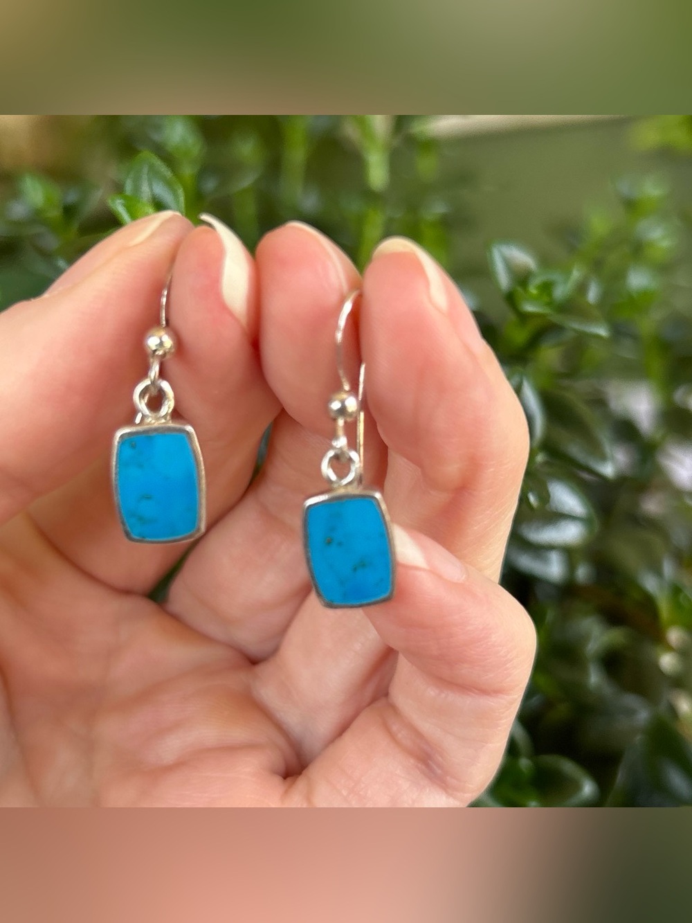 Vintage Sterling Silver Turquoise Drop Earrings